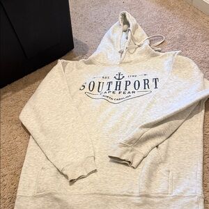 Oura Cream Hoodie with Navy Logo Tag
